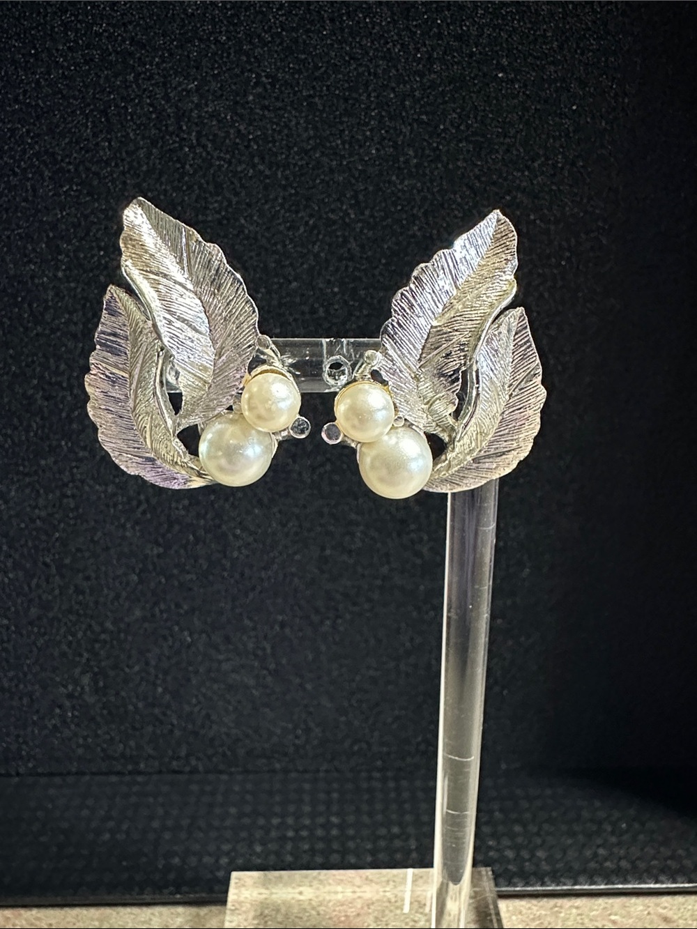 Vintage Sarah Coventry “Silvery Splendor” Clip-Ons with Cream Faux Pearls